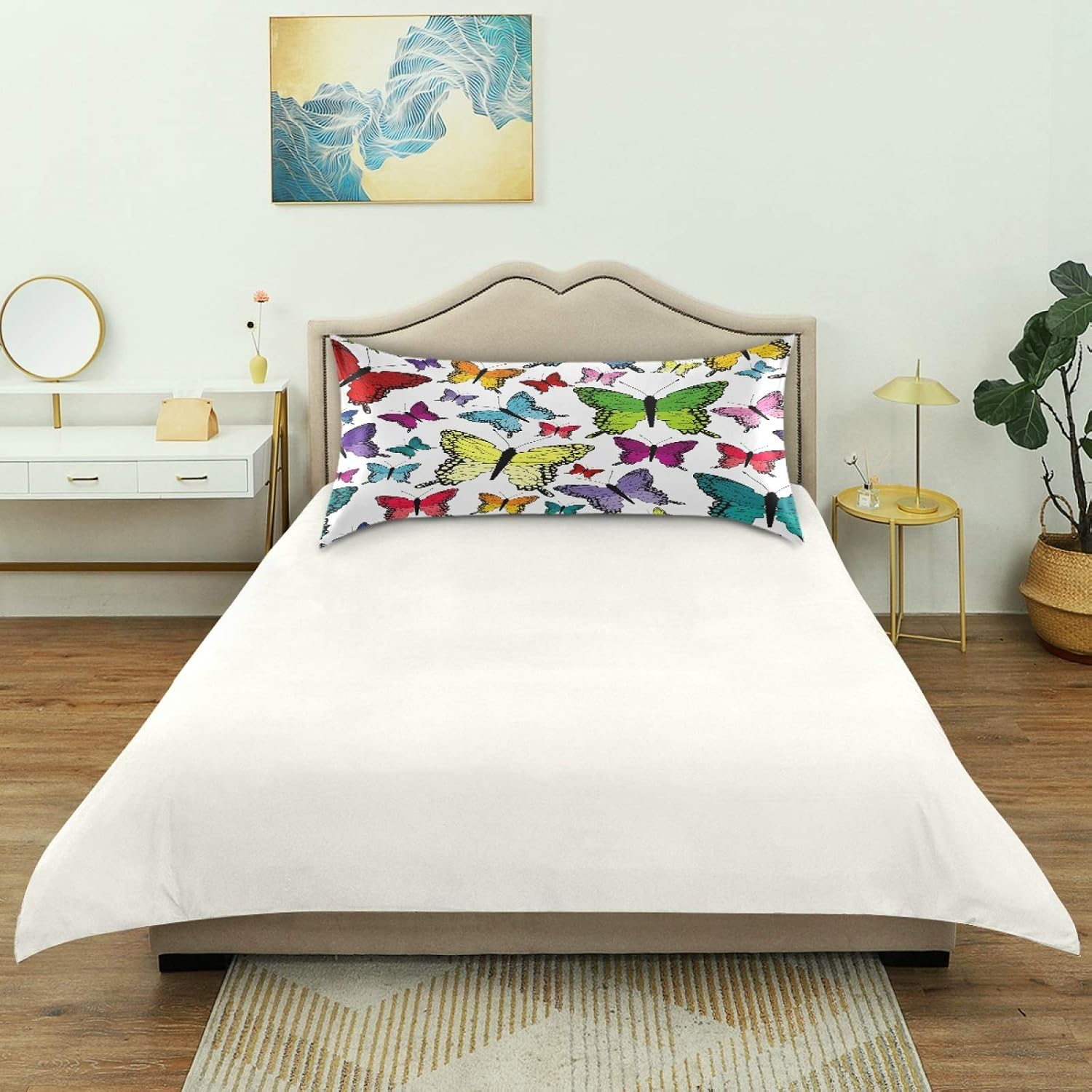 Blueangle Colorful Butterflies Satin Pillowcase for Hair and Skin Silk Pillowcase, Queen Size(20x30 inches) - Satin Pillow Covers with…