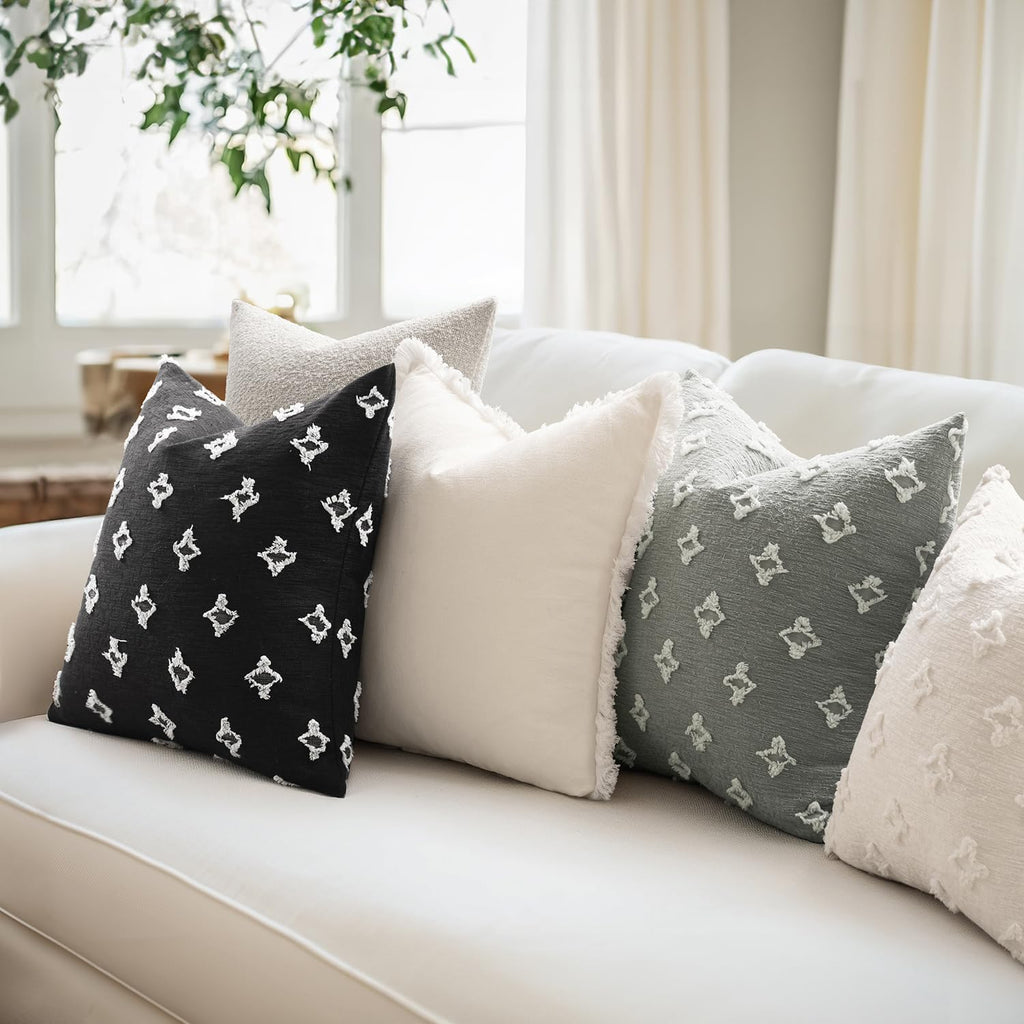 MIULEE Set of 2 Decorative Throw Pillow Covers Rhombic Jacquard Pillowcase Spring Soft Square Cushion Case for Cute Couch Sofa Bed…