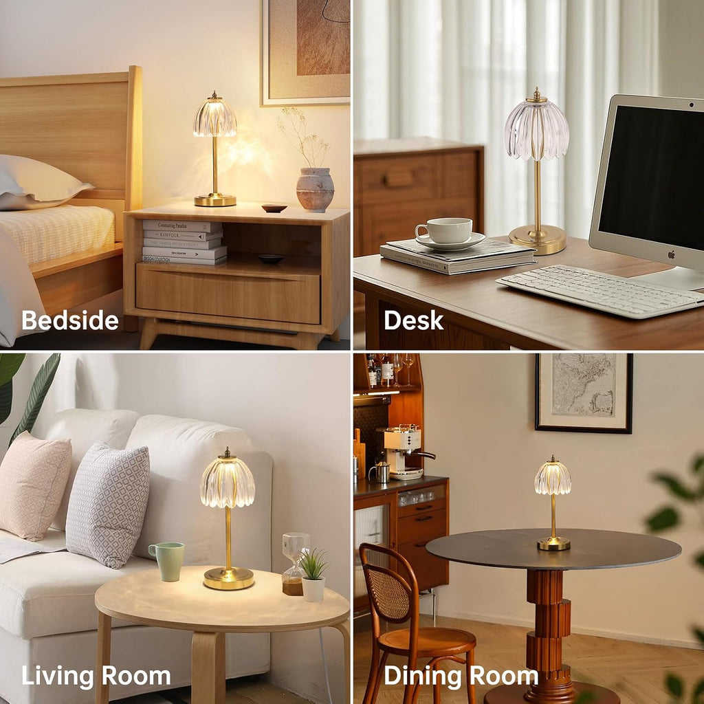 Shenmoyl Tulip Table Lamp with 5000mAh Battery & Touch Control, Cordless Table Lamp with 3 Colors, Dimmable Rechargeable Table Lamps for…
