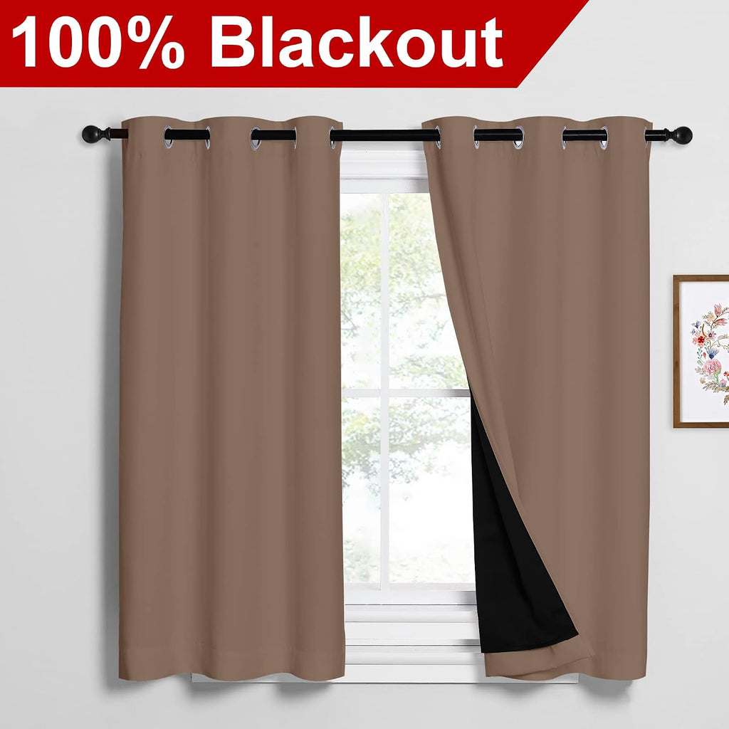 Nicetown Bedroom Full Blackout Curtain Panels, Super Thick Insulated Window Covers, Keeping Out Cold Air and Heat 100% Blackout Blinds with…