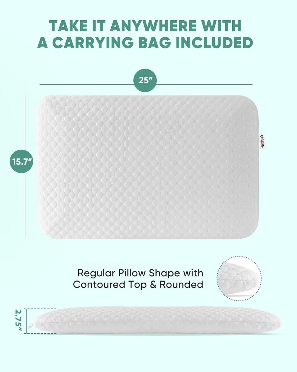 WarmInsula Thin Pillow 2.75" Memory Foam Ultra Pillow for Stomach and Back Sleepers Soft Yet Supportive Flat Stomach Sleeper Pi…