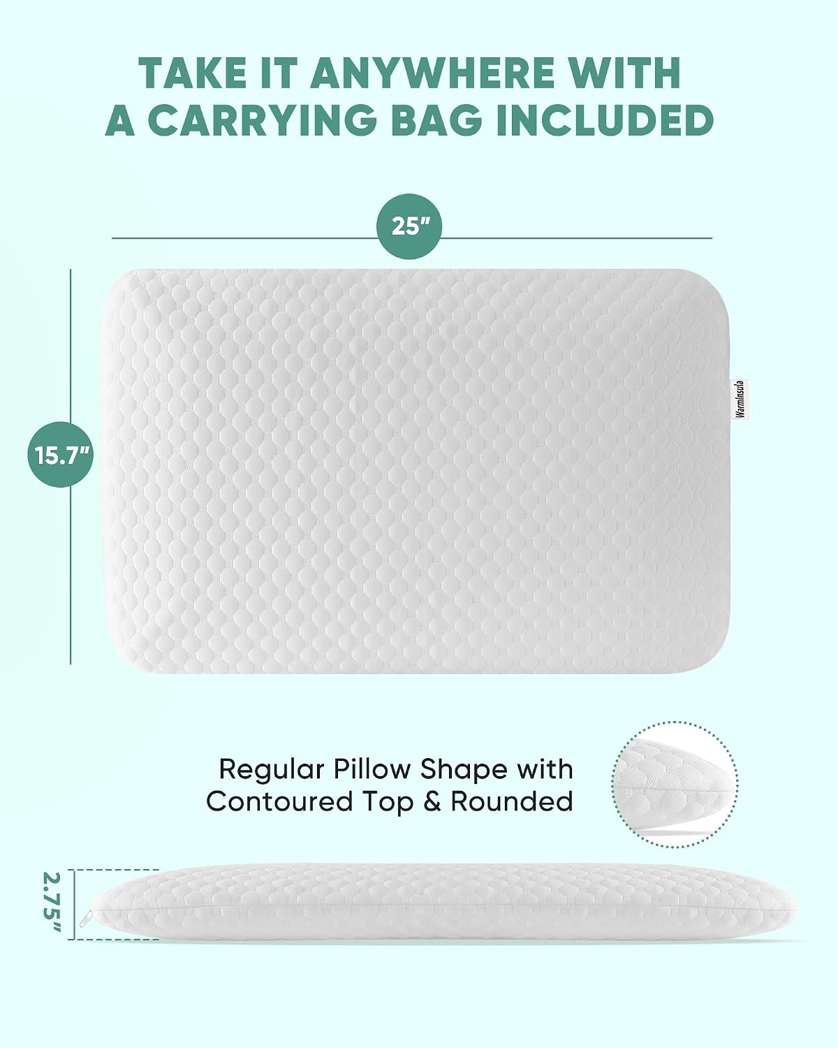 WarmInsula Thin Pillow 2.75" Memory Foam Ultra Pillow for Stomach and Back Sleepers Soft Yet Supportive Flat Stomach Sleeper Pi…