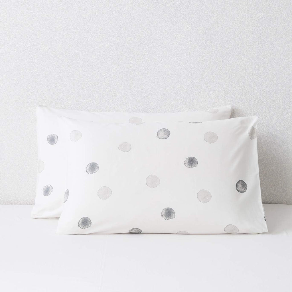 Susybao 100% Cotton Pillowcases King Size Set of 2 White Polka Dots Bed Pillow Covers Envelope Closure End Pillow Encasement Quality Soft B…
