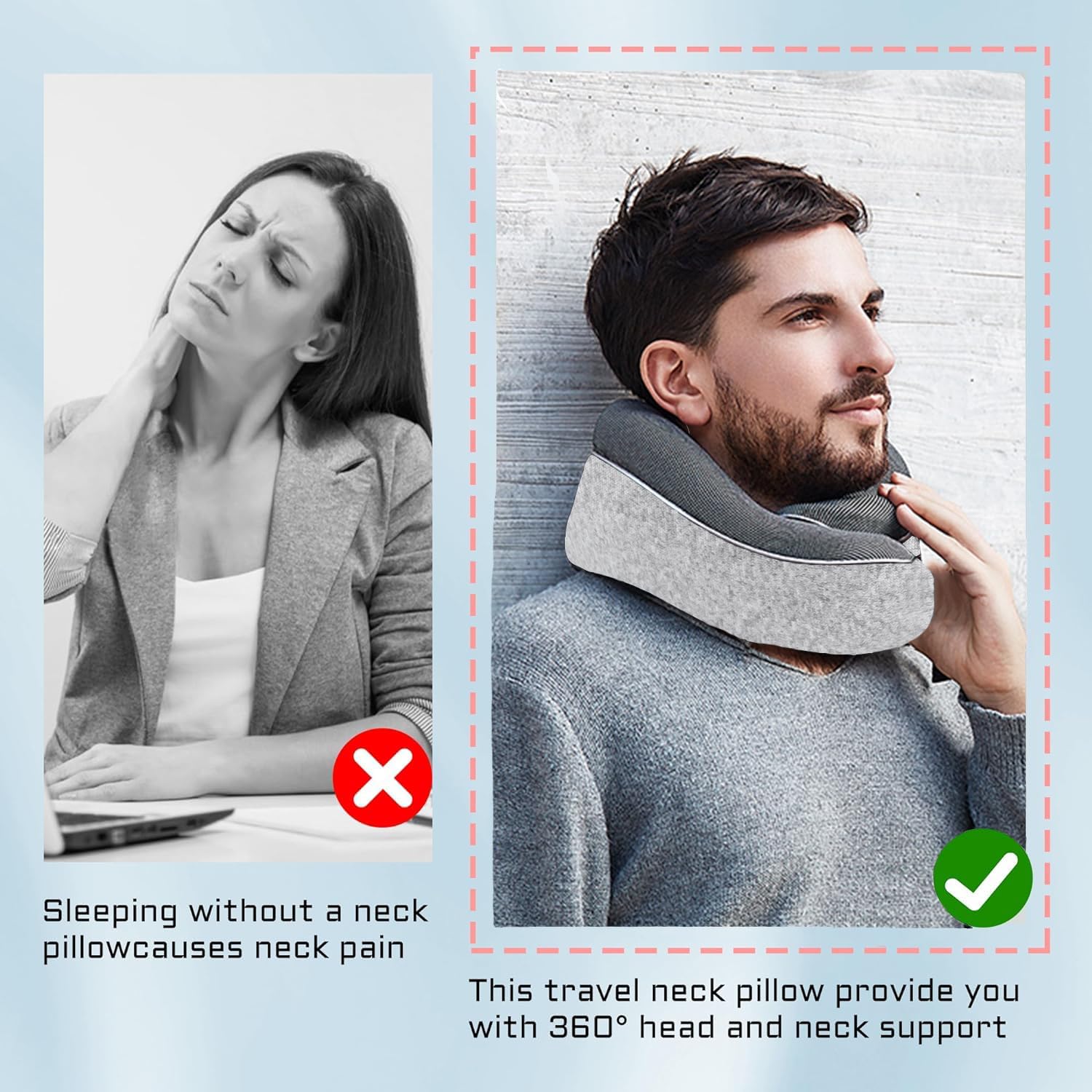 TALLGONeckPillowAlwaysHere TALLGO Travel Pillow, Memory Foam Neck Pillow Head Support Soft Pillow for Sleeping Rest, Airplane Car & Home Us…