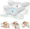 DUMOS Cervical Neck Pillow Set of 2, Cooling Memory Foam Contour Pillow with Arm Rest Slot and Ice Silk Pillowcase, Ergonomic Dual-Height…