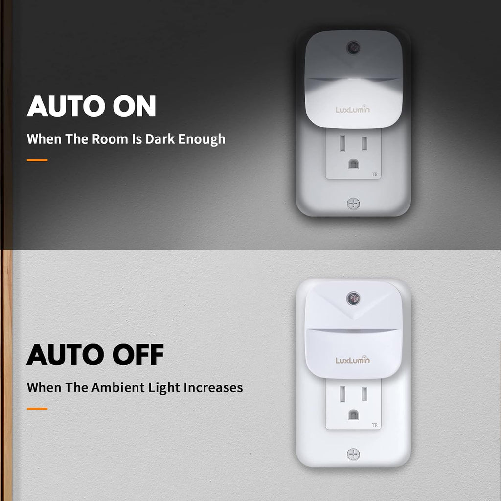 LuxLumin LED Night Lights Plug into Wall with Smart Dusk-to-Dawn Sensor, Automatically Turn on and Off, Night Light for…