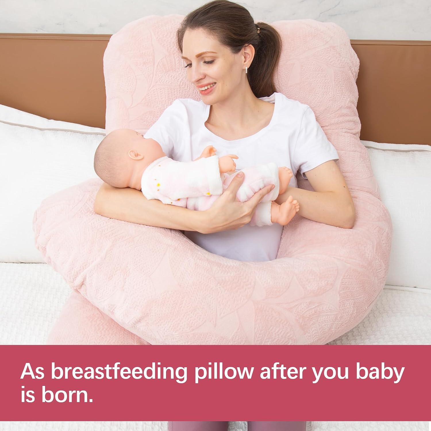 Moonpine MOON PINE Pregnancy Pillow, U Shaped Full Body Pillow for Maternity Support, Sleeping Pillow with Cover for Pregnant Women (Dusty…