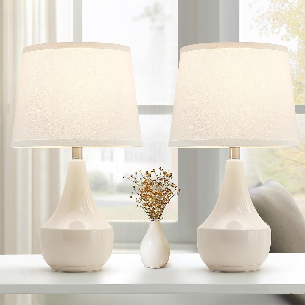 GyroVu 18" Table Lamp Set of 2, Ceramic Table Lamp Classic Beside Lamps Nightstand Lamp Modern Lamp for Living Room, Bedroom & Office…