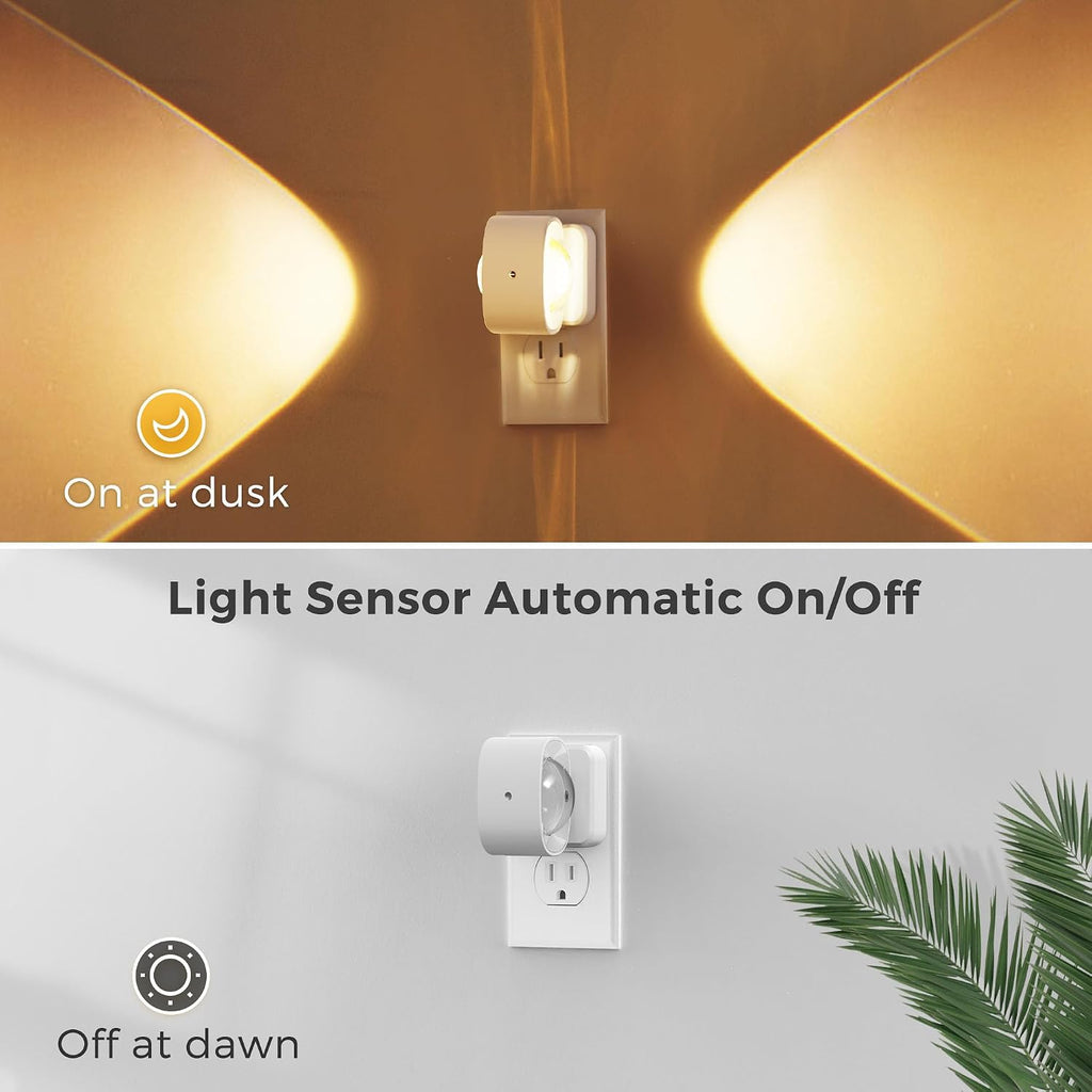L LOHAS LED Night Lights Plug into Wall, Night Light Projector, Dusk to Dawn Sensor, Rotating White Nightlight for Kids, Soft White…
