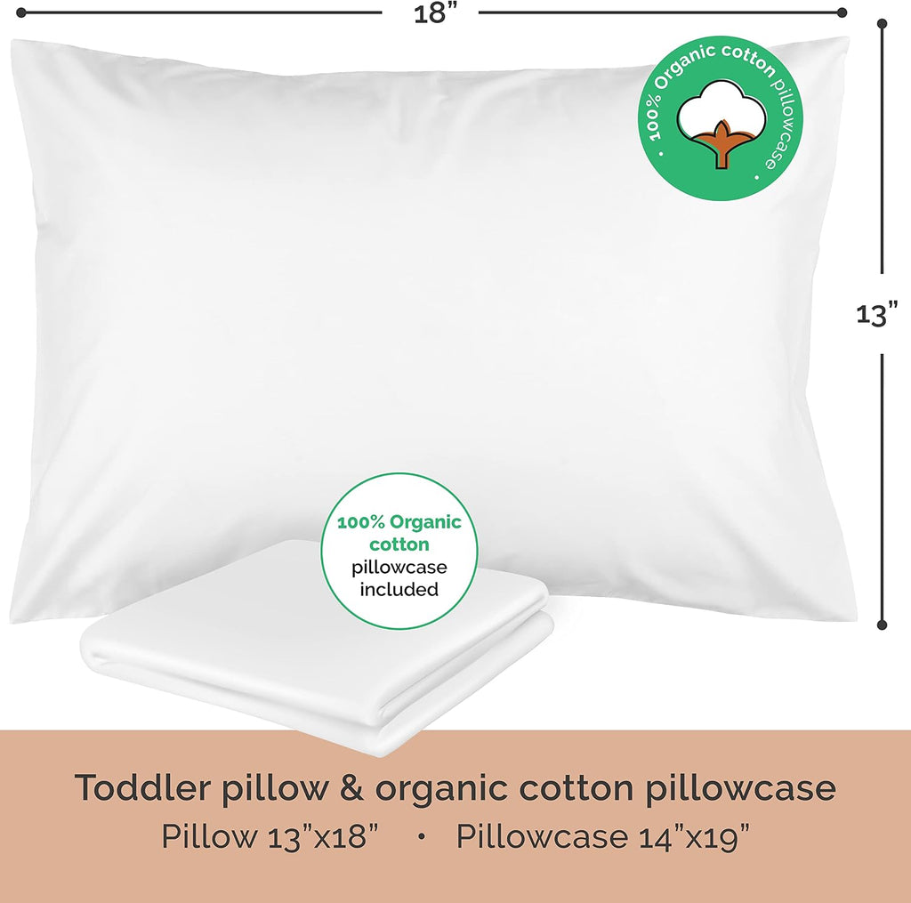 MyLittleNorthStar Toddler Pillow with Pillowcase - 13x18 Soft Organic Cotton Toddler Pillow for Sleeping - Washable Nap Pillow - Travel Pil…