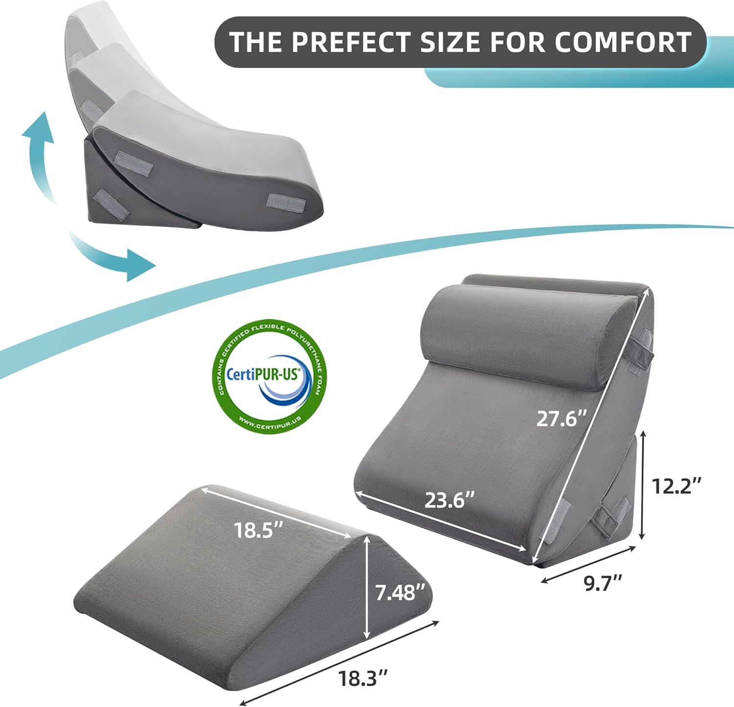 KINGFUN-Anexcitingoption Kingfun 4pcs Orthopedic Bed Wedge Pillow Set for Sleeping, Memory Foam for Sleeping, Breathable Triangle Pillow Wed…