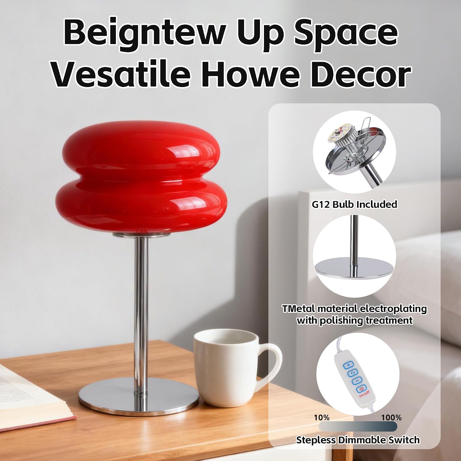 Bedroom Mushroom lamp, Medieval Modern Bedside Table lamp, dimmable Retro Egg Tart Headlight, Unique Home Mushroom Decoration Aesthetic…