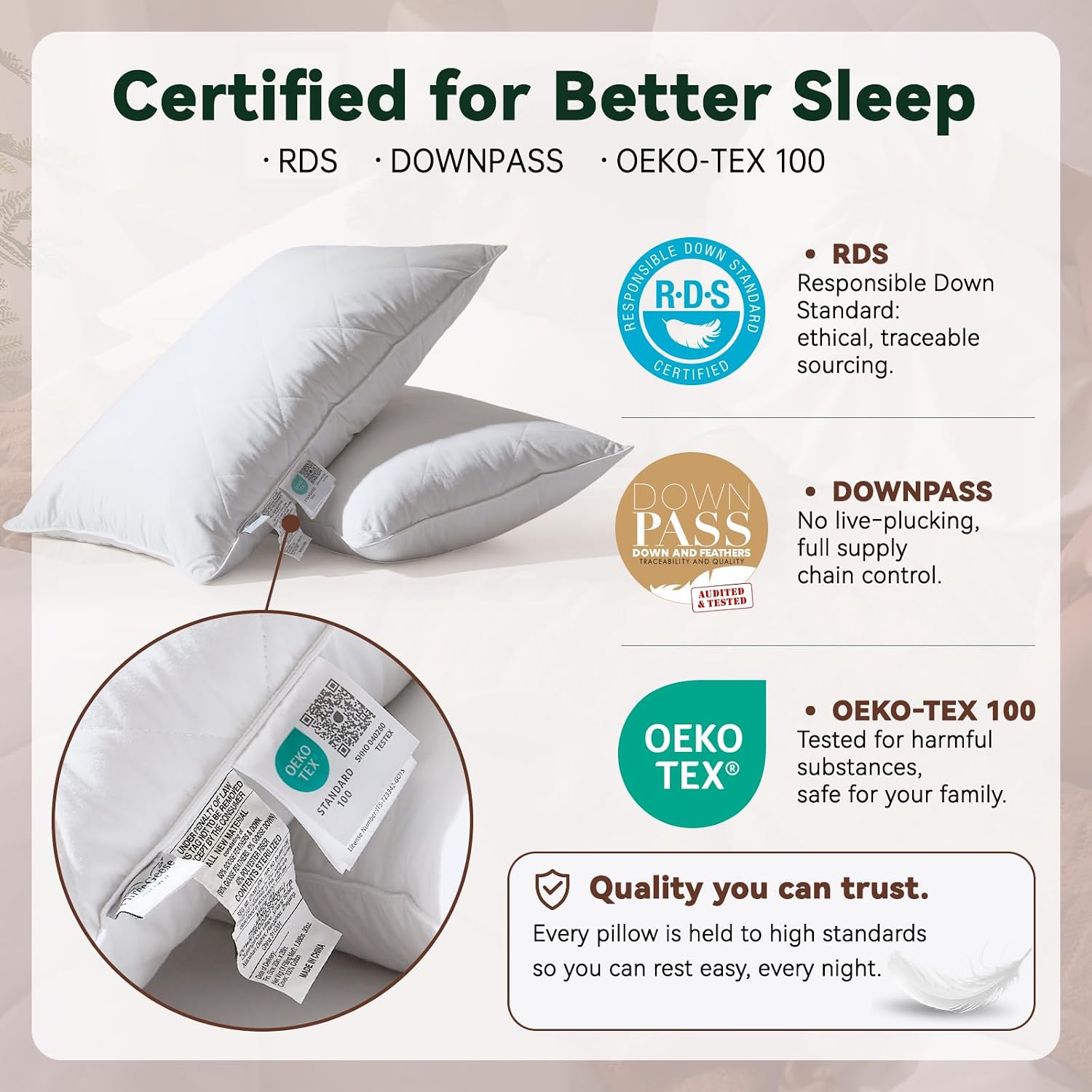 Three Geese White Goose Feather Cotton Pillows Queen Size - Soft 600 Thread Count Organic Cotton Cover, Soft Goose Feather Down Pillows…