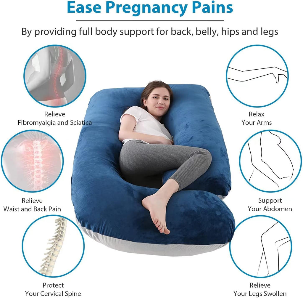 Jcickt Pregnancy Pillow for Sleeping,59 inch J/U-Shaped Maternity Pillow with Removable Washable Cover, Side-Sleeping Pregnant Body Pillow-…
