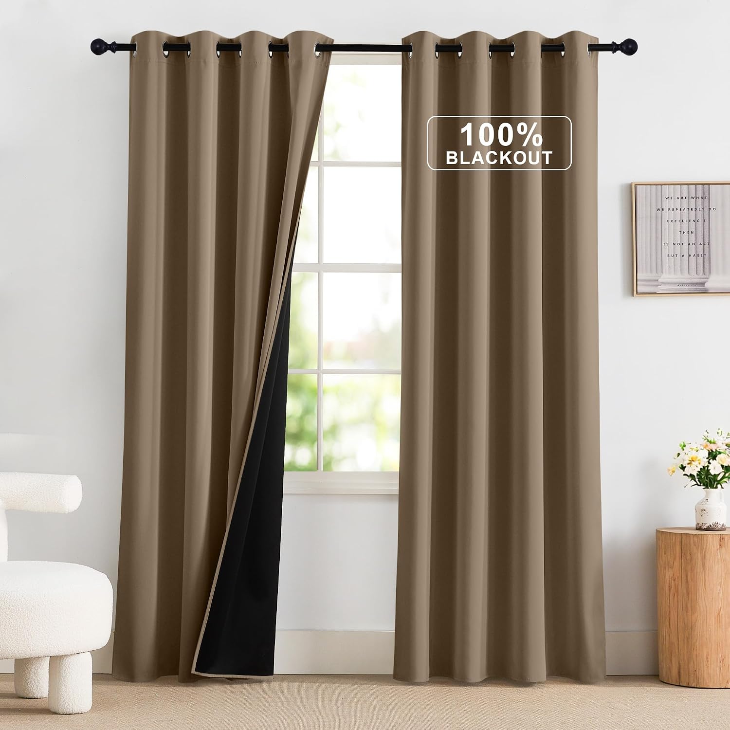 NICETOWN 100% Blackout Curtains 84 inch Long for Bedroom, Total Blackout Thermal Insulated Grommet Long Window Curtains 2 Panels Set, 2…