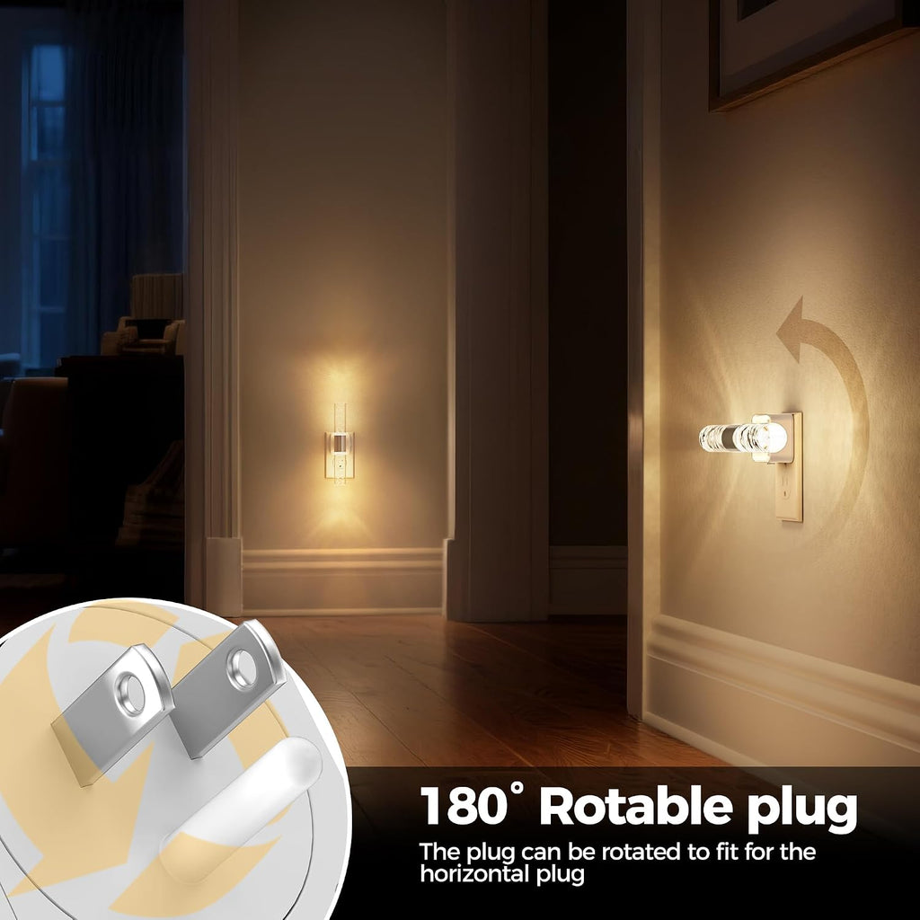 DORESshop LED Night Light, Rotating Night Lights Plug into Wall with Auto Light Sensor 3000K Nightlight with Adjustable Brightness…