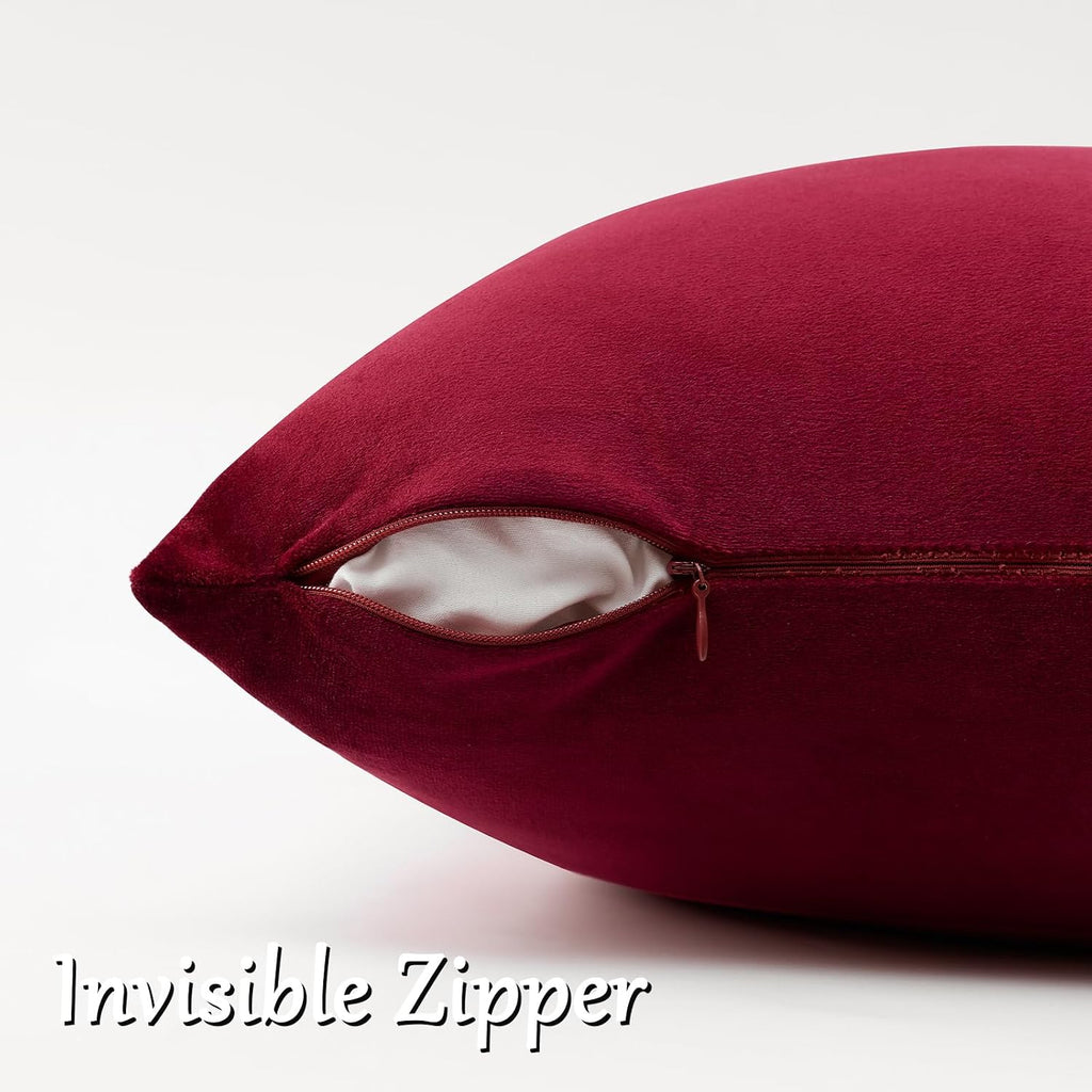 GIGIZAZAFocusingonhomedecoration GIGIZAZA Burgundy Pillow Covers 24x24: Pack of 2 Throw Pillows Soft Solid Covers - Velvet Decorative Couch…
