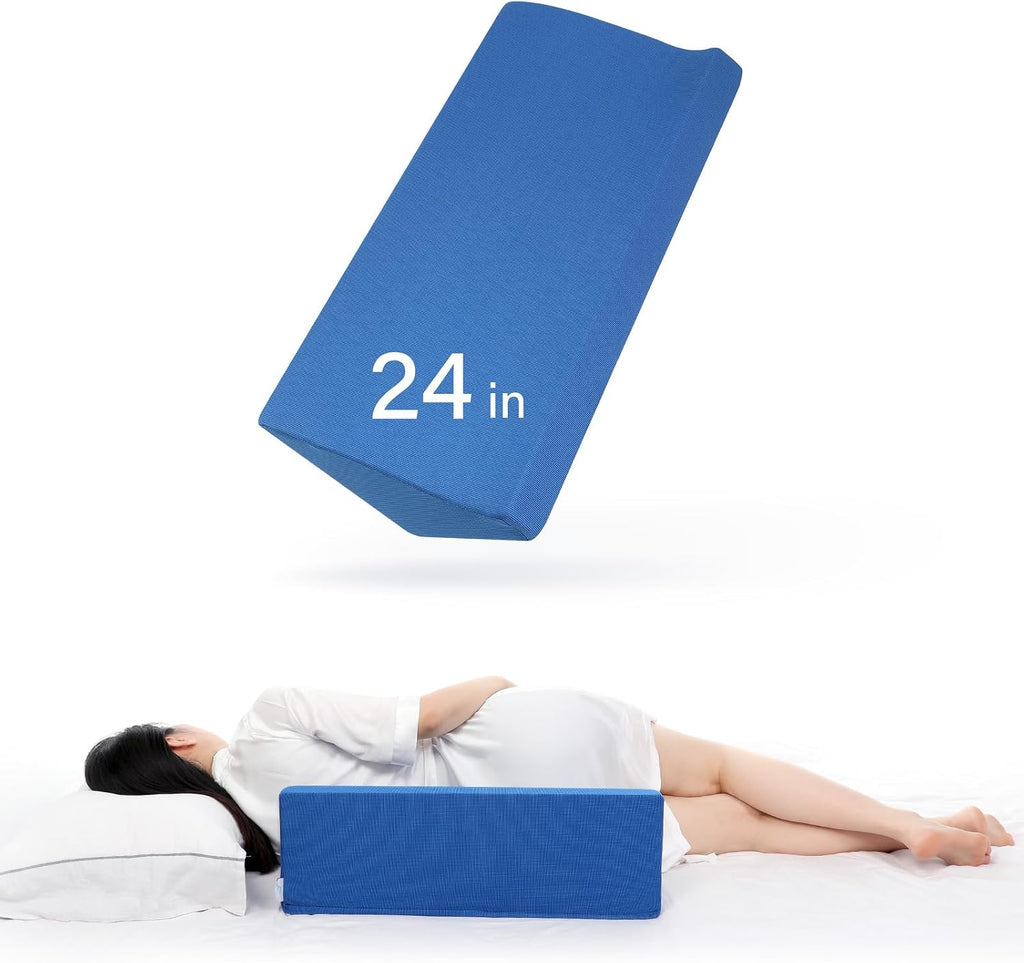 Fanwer 24in Bed Wedge Pillow for Sleeping Body Position Wedges Back Positioning Elevation Pillows Blue Pray Case Pregnancy Bedroom Eevated…