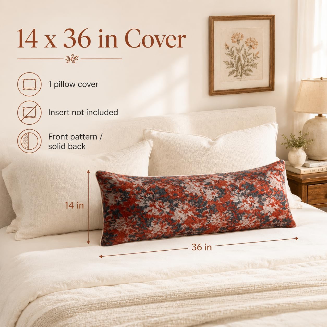 Haguko Vintage Floral Throw Pillow Covers 14x36 Long Lumbar Tapestry Chenille Soft Decorative Farmhouse Rectangular Accent Body Pill…