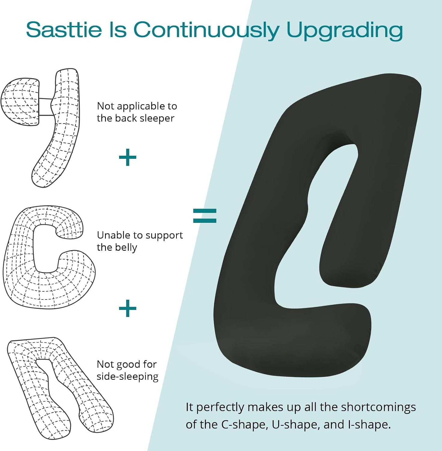 Sasttie Pregnancy Pillows for Sleeping, Jumbo U Shaped Cooling Full Body Pillow with Removable Cover, Pregnant Women Must Haves, Maternity…