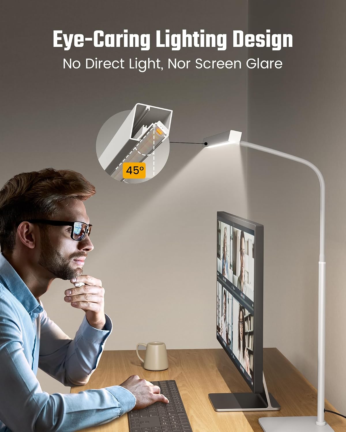 SUPERDANNY LED Desk Lamp for Home Office, Eye-Caring Desk Light with Base, 12W Touch Control 3 Colors Dimmable Brightness, Gooseneck…