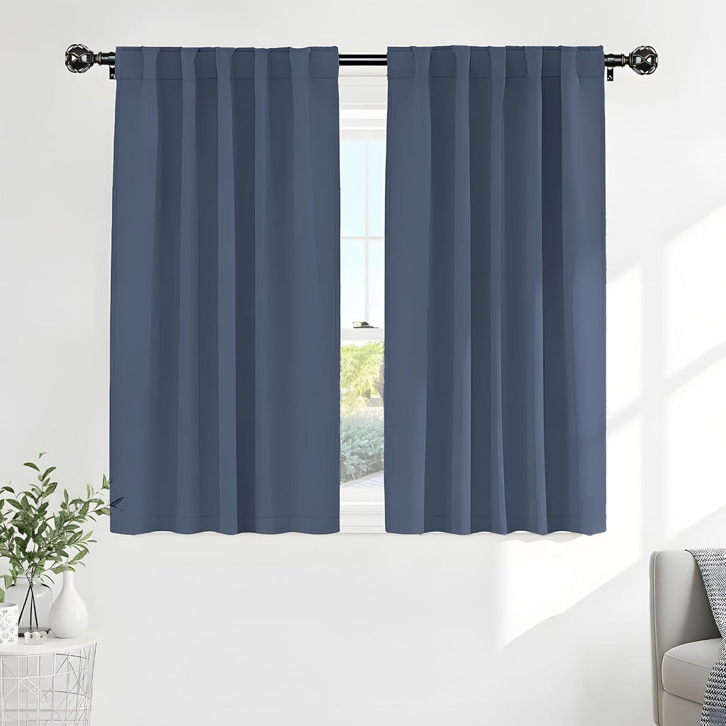 Ponydance PONY DANCE Window Curtains Drapes - Energy Saving Back Tab/Rod Pocket Room Darkening Thermal Draperies Heavy-Duty for Kitchen, 52…