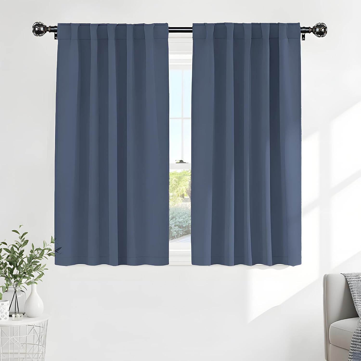Ponydance PONY DANCE Window Curtains Drapes - Energy Saving Back Tab/Rod Pocket Room Darkening Thermal Draperies Heavy-Duty for Kitchen, 52…