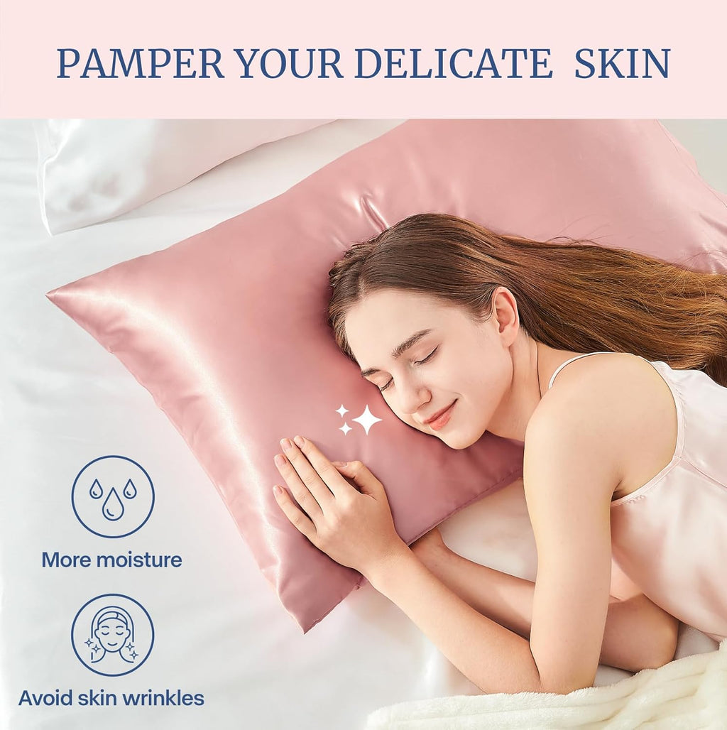 Bedelite Satin Pillowcase for Hair and Skin, Super Soft and Cooling Similar to Silk Pillow Cases 2 Pack with Envelope Closure, Gift for Wom…