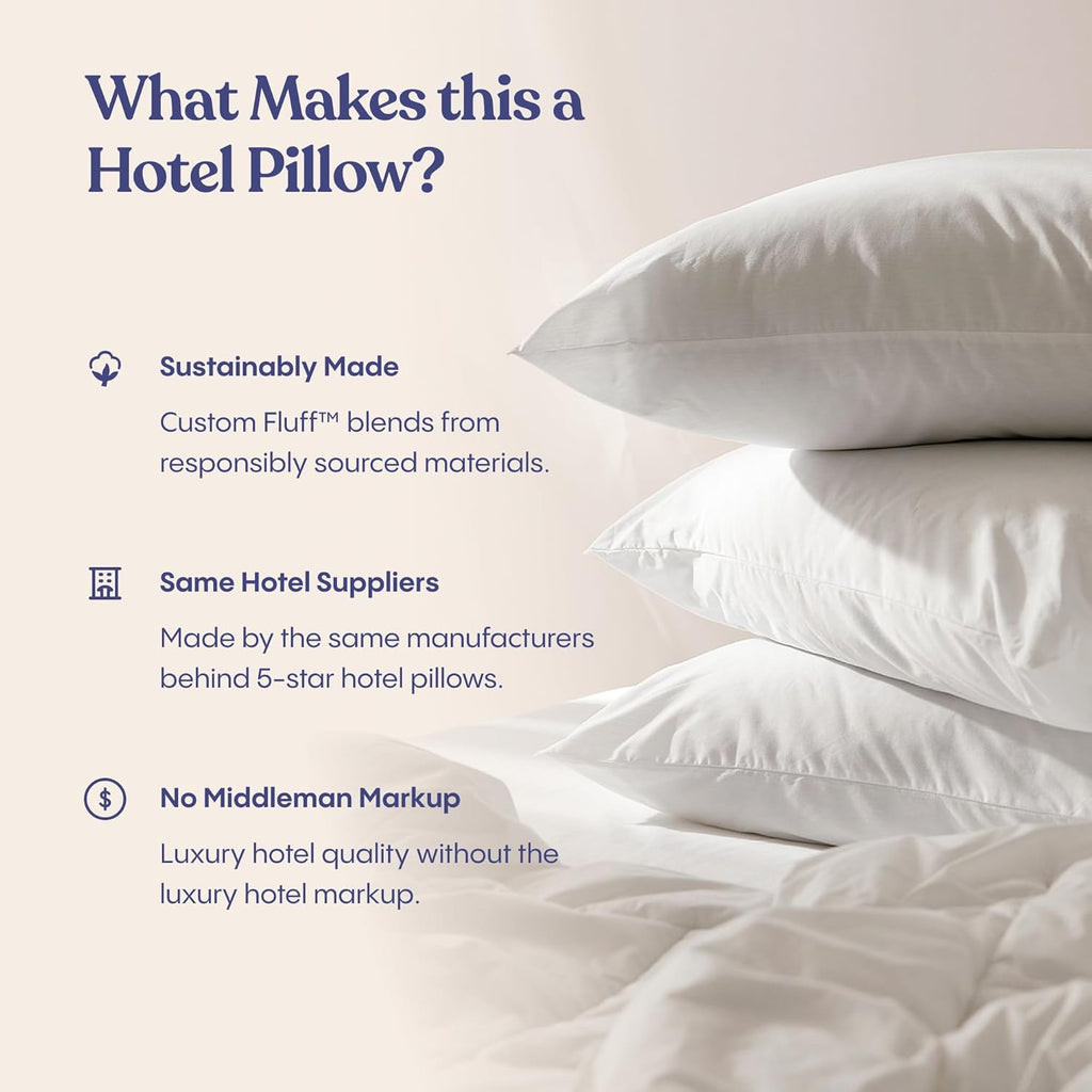 FluffCo Down Alternative Pillows King Size Set of 2 - King Bed Pillows for Sleeping - Made in USA - Cooling Surface and Machine Washable…