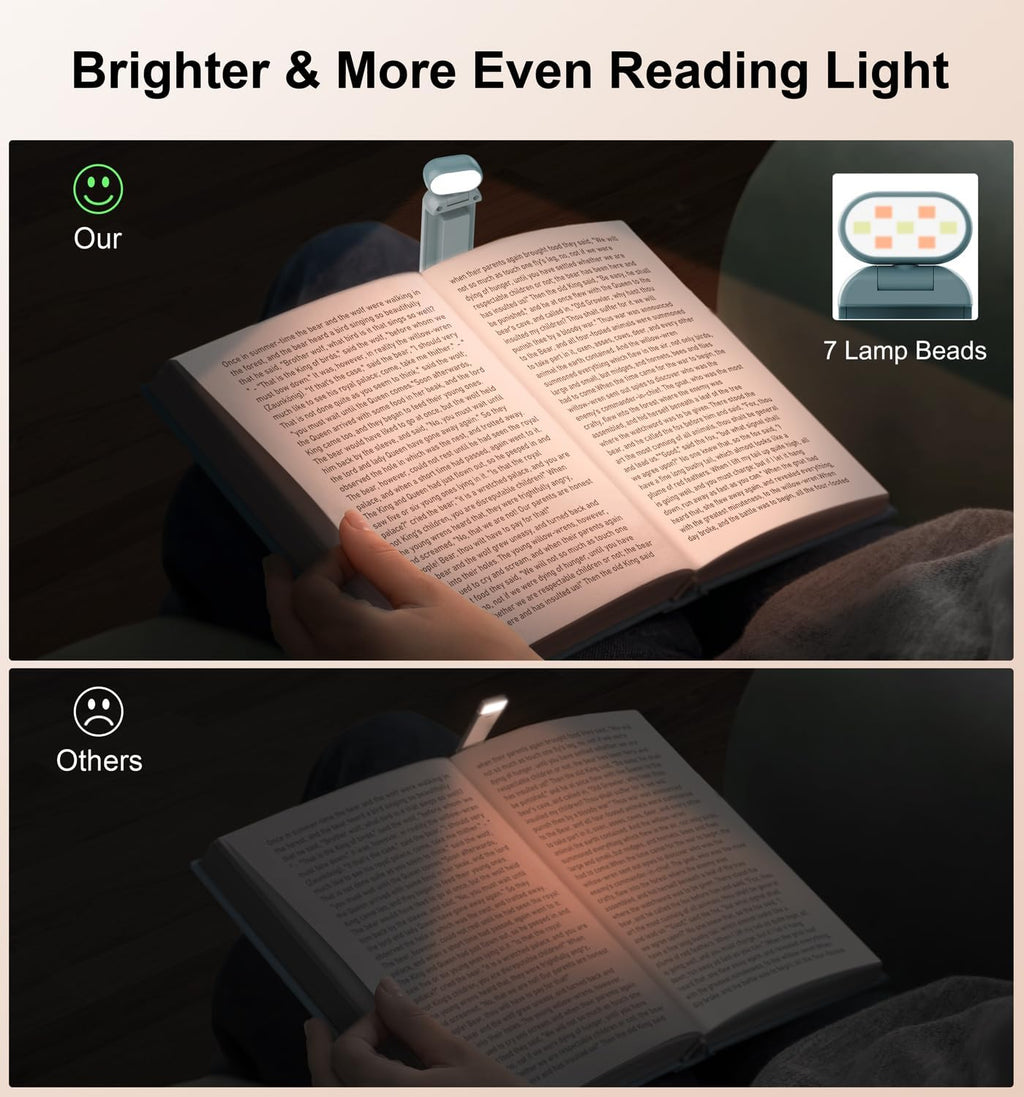 Gritin Reading Light, Rechargeable Book Light for Reading in Bed - Eye Caring 3 Color Temperatures,5-Level Dimmable Brightness, Long…