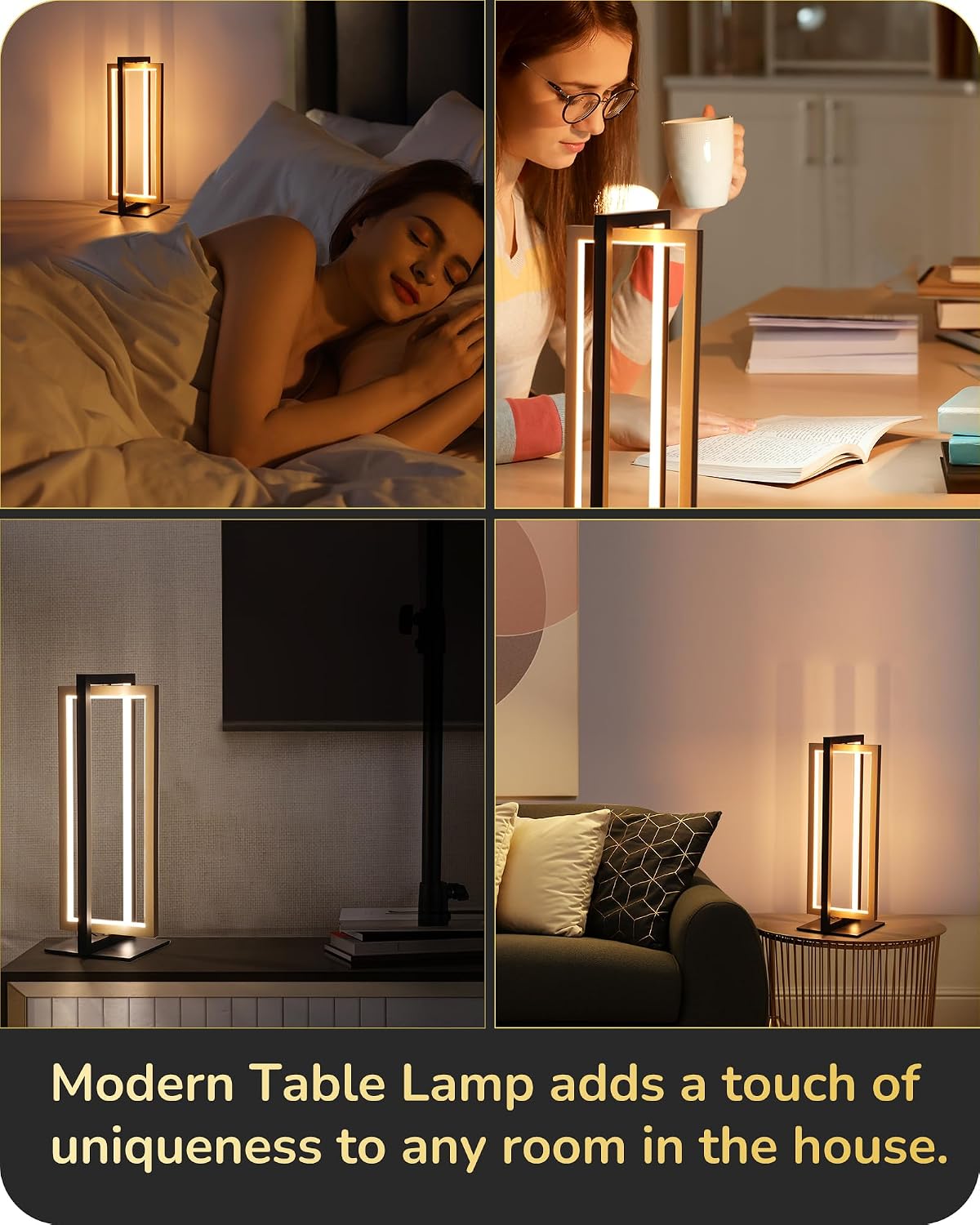 EDISHINE LED Table Lamp, 3 Color Temperatures Bedside Lamp (3000K 4500K 6000K), Stepless Dimmable Nightstand Lamp for Living Room Bedroom…