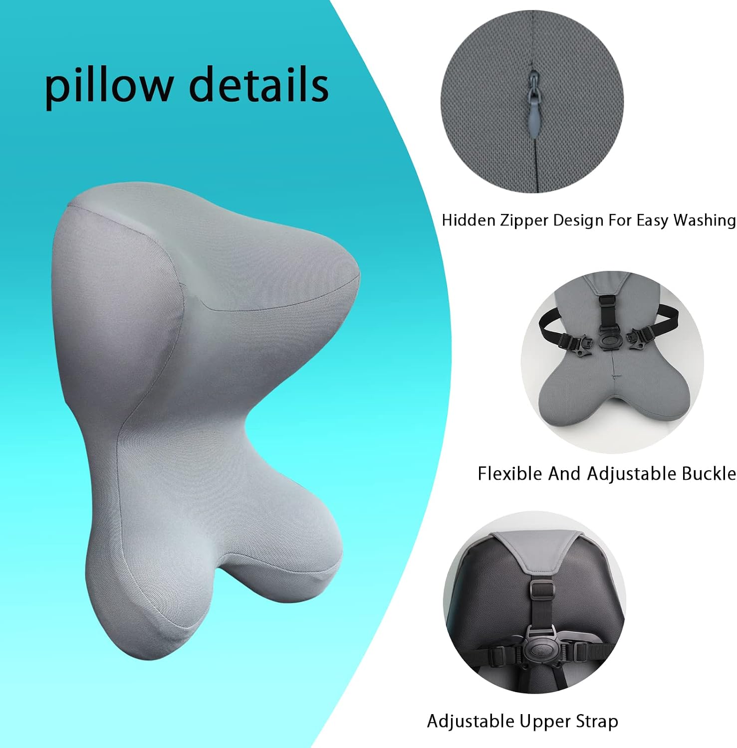 Car Neck Pillow for Driving Seat headrest Pillow/Gaming Chair Pillow with Adjustable Strap Removable Cover Ergonomic Design Neck Support…