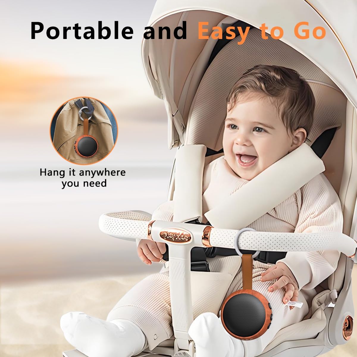 SoundMe Mini White Noise Machine Sound Machine Portable with 32 Volume Levels 30 Soothing Sounds Sleep Soother Rechargeable Travel Sound Th…