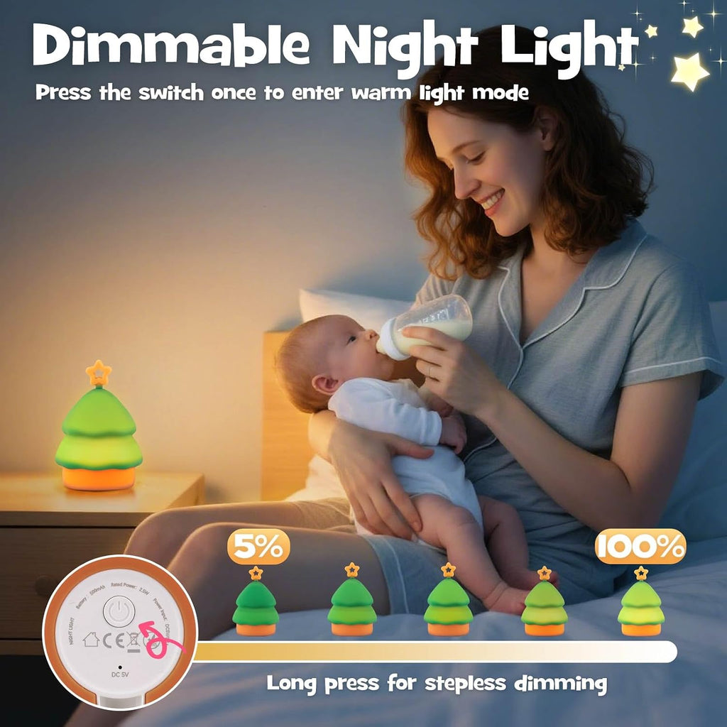 Squishy Christmas Tree Night Light with RGB Modes Dimmable Nursery Breastfeeding Nightlight Hangable Cute Christmas Lamp Novelty…