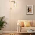 Upgraded】Dimmable Gold Floor Lamp for Living Room with Clear Glass Lampshade, Glass Modern Floor Lamp with 900LM Edison Bulb Included…
