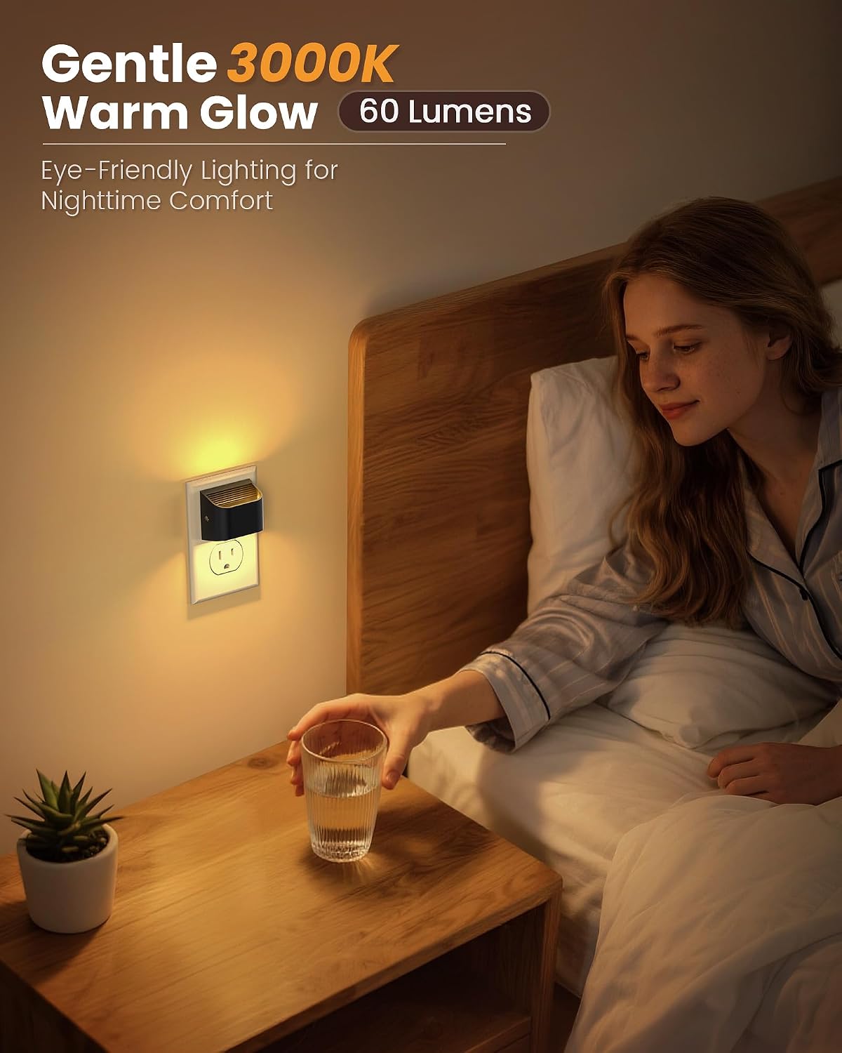 Niorsun Night Lights Plug Into Wall, Auto Brightness Sensor Night Light, 3000K Warm White, Ultra- Wall Light for Hallway Bathroom Bedro…