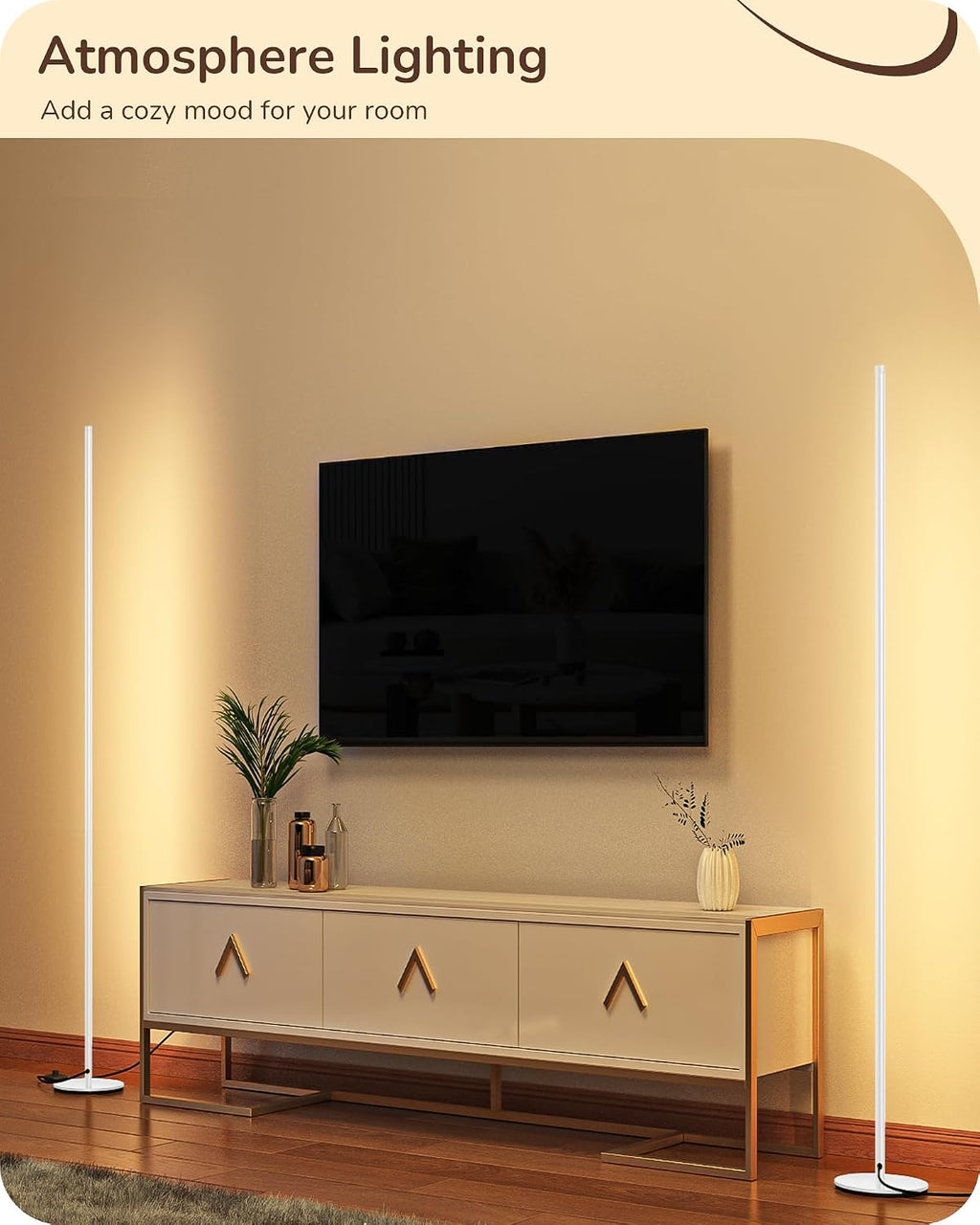 EDISHINE LED Corner Floor Lamp, Minimalist Dimmable Light with Remote, 57.5 Inches Tall Floor Lamps for Living Room, Bedroom, Home…