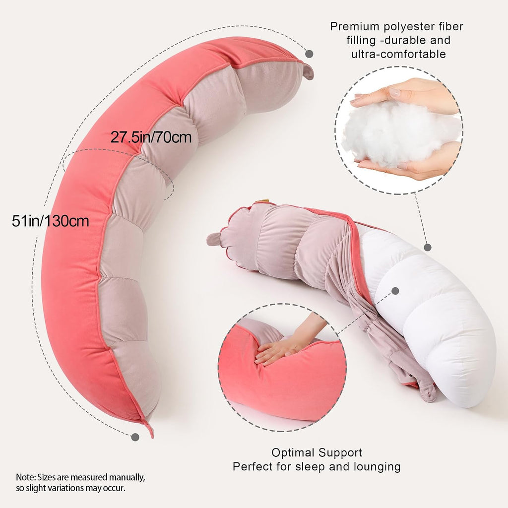 Peallow(Pat. Pend) – Long Round Body Pillow for Adults, Bolster Pillow for Sleeping, Soft and Supportive Pillow for Sleeping & Lumbar…