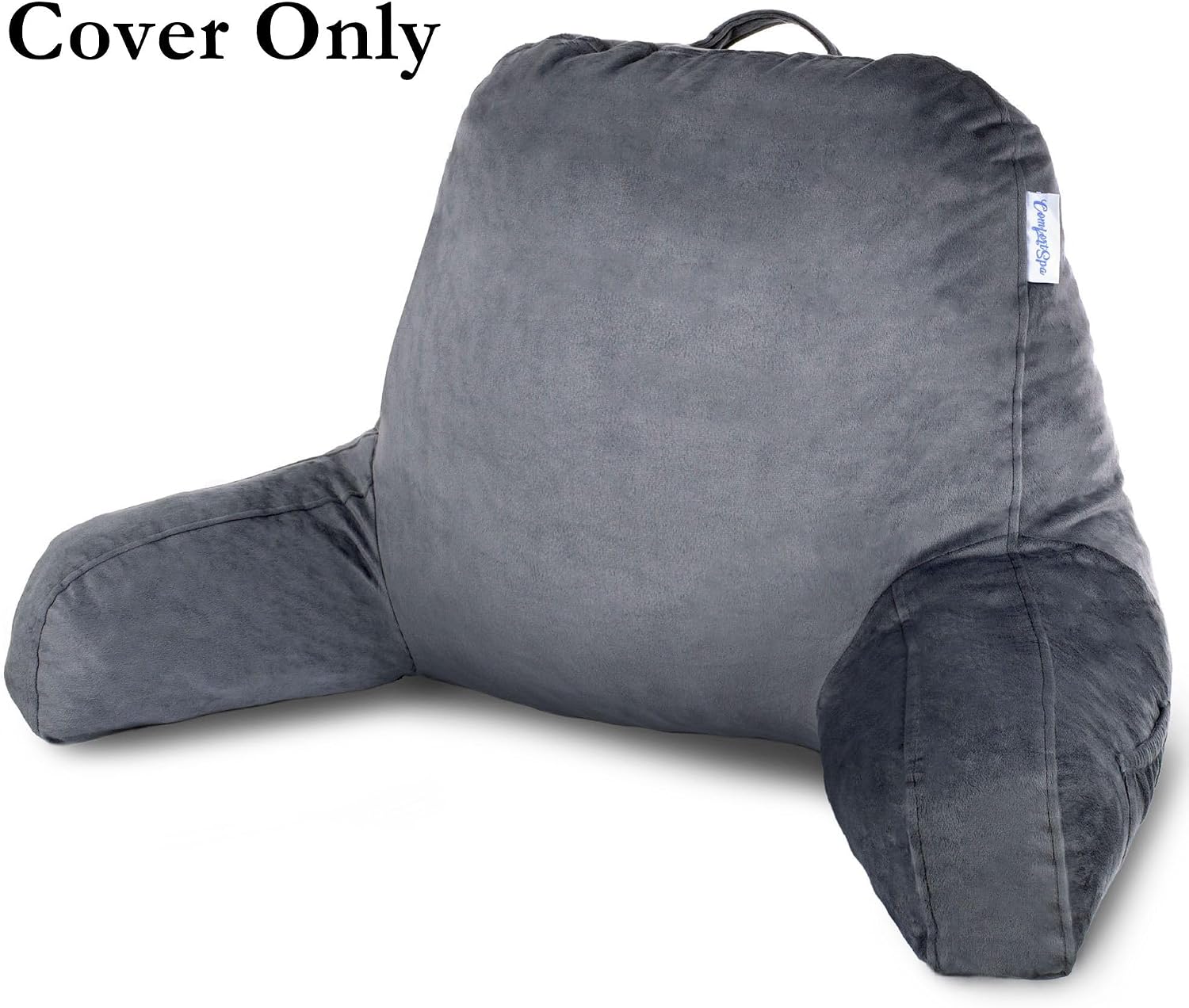 ComfortSpa Reading Pillow Replacement Cover for 19 inch Back Rest Pillow, Polyester Velour Machine Wash and Dry (Grey)