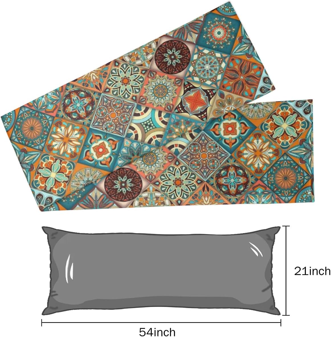 Mandala enthnic Style Body Pillow Covers Decorative Soft Bedding Satin Pillowcase with Zipper Closure Cooling Breathable Long Pillow…