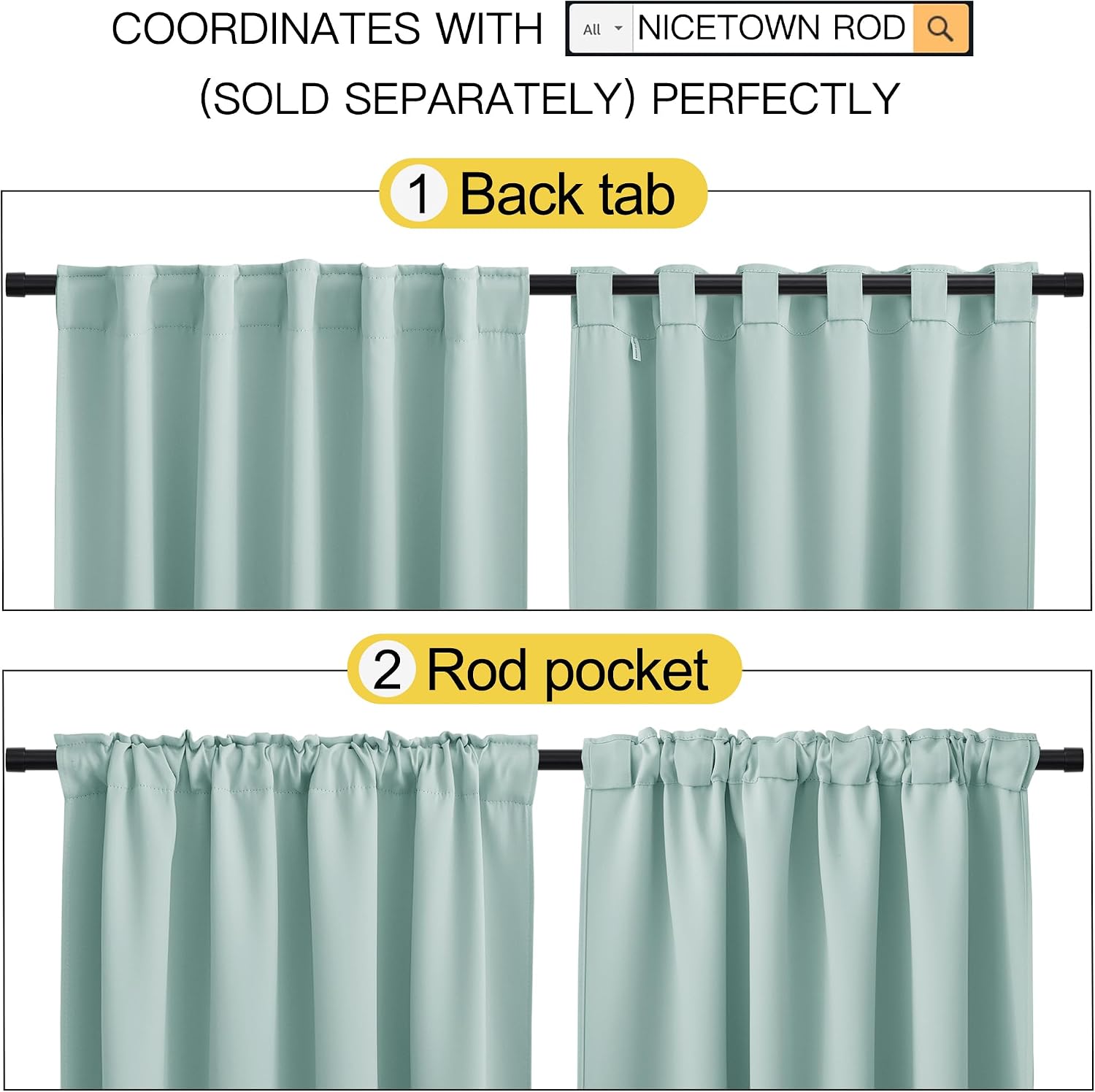 NICETOWN RV Curtains for Camper Windows - (Aqua Blue Color) 42x50 Inch, 2 Panels Set, Thermal Insulated Room Darkening Blackout…