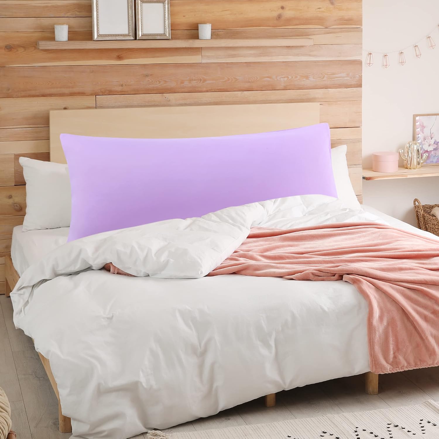uxcell Soft Microfiber Body Pillow Cover with Zipper Closure, Long Pillow Cases for Body Pillows Weave for 90 GSM Polyester, Violet Body (2…