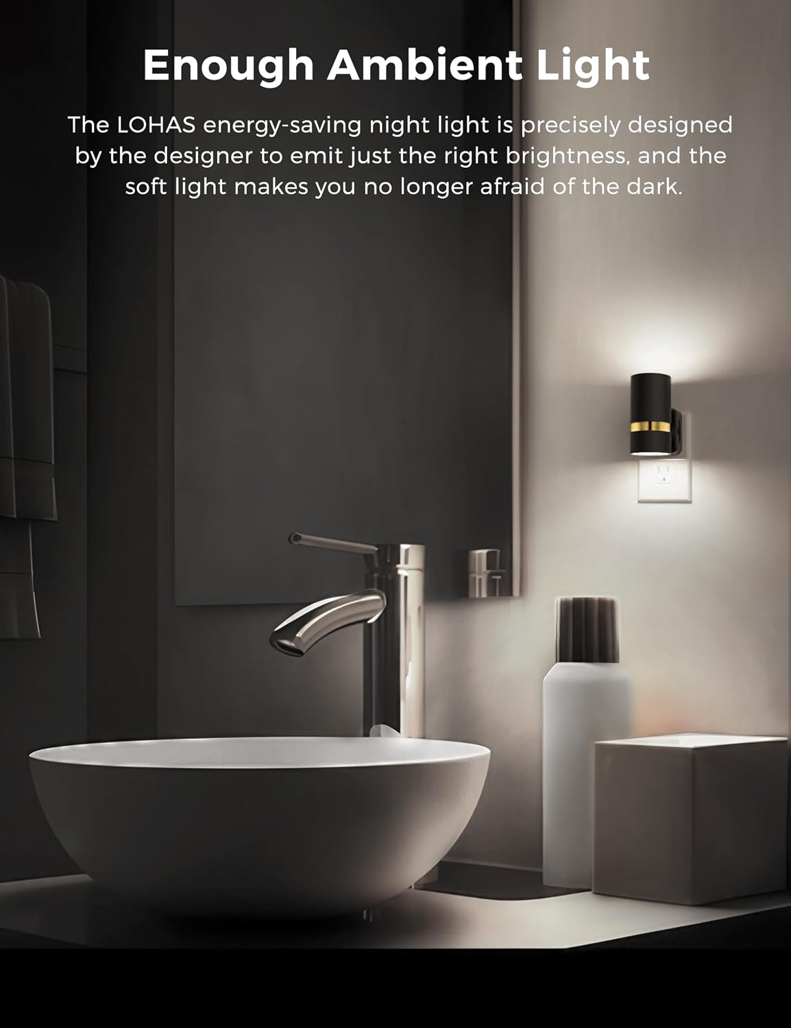 L LOHAS LED Night Lights Plug into Wall, Dusk to Dawn, Daylight White 5000K, Dimmable Night Light, 0-100LM, Modern Night Light for…