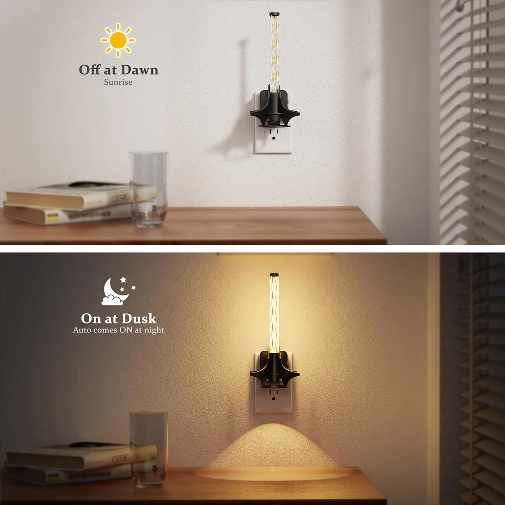JandCase LED Night Light Plug into Wall, Dusk to Dawn Sensor, Dimmable 0-100LM Adjustable Brightness, 3000K Soft White Night Light for…