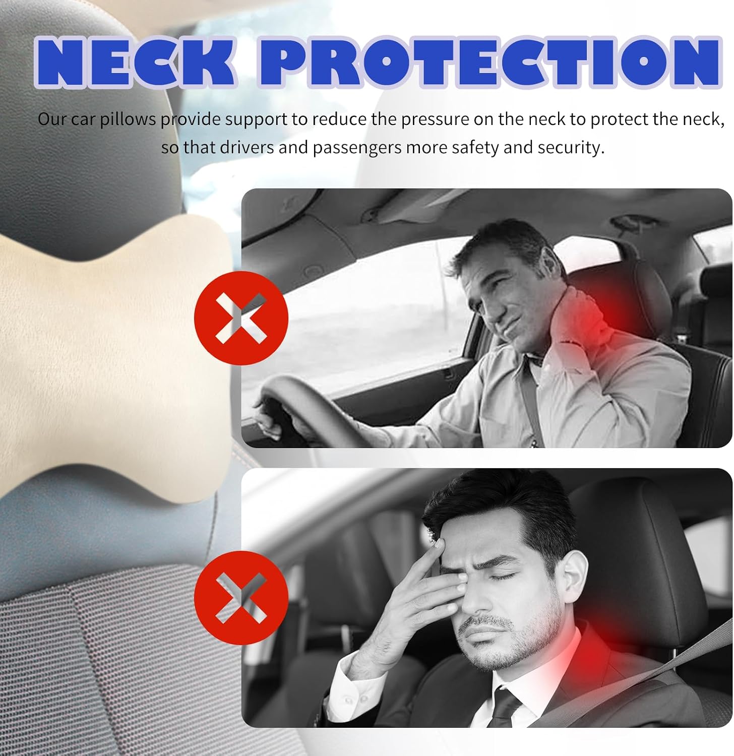 2PCS Car Headrest Pillow, Soft & Comfortable Car Neck Pillow for Driving Fatigue Relieve, All-Season Universal Cars Head Rest Pillows…