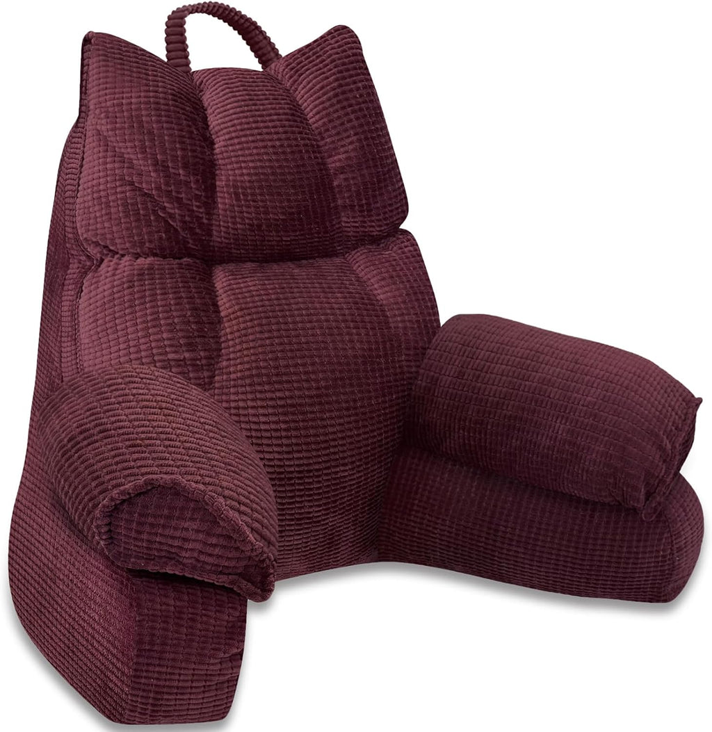 RRPAHWTV Reading Pillow for Bed with High Arm Rests, Back Support Pillow for Sitting Up in Bed with Shredded Memory Foam for Reading, TV…