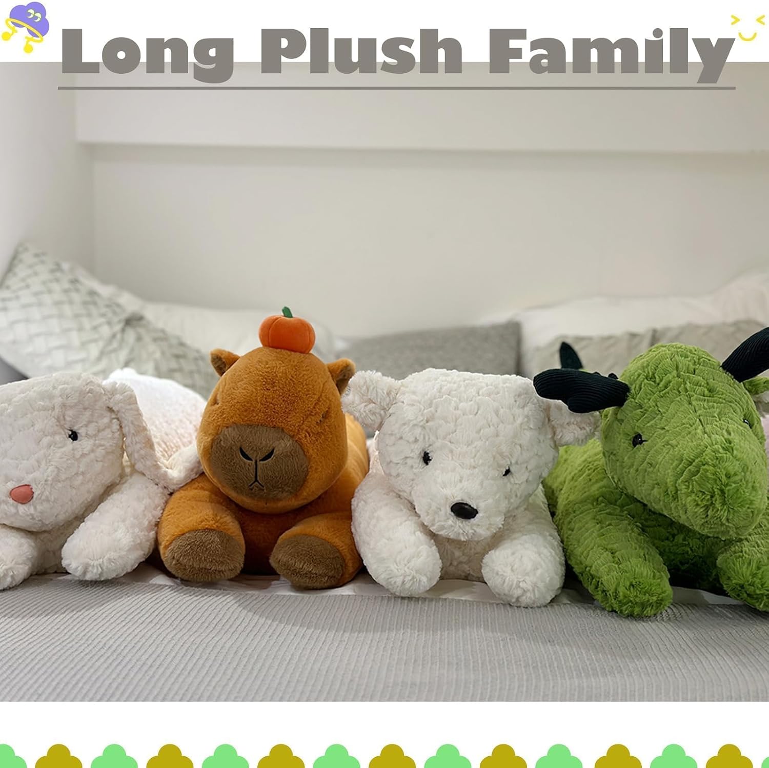 Capybara Plush Pillow, Capybara Stuffed Animal with Persimmon Plush, Capybara Plush Long Body Pillow (47 inch)