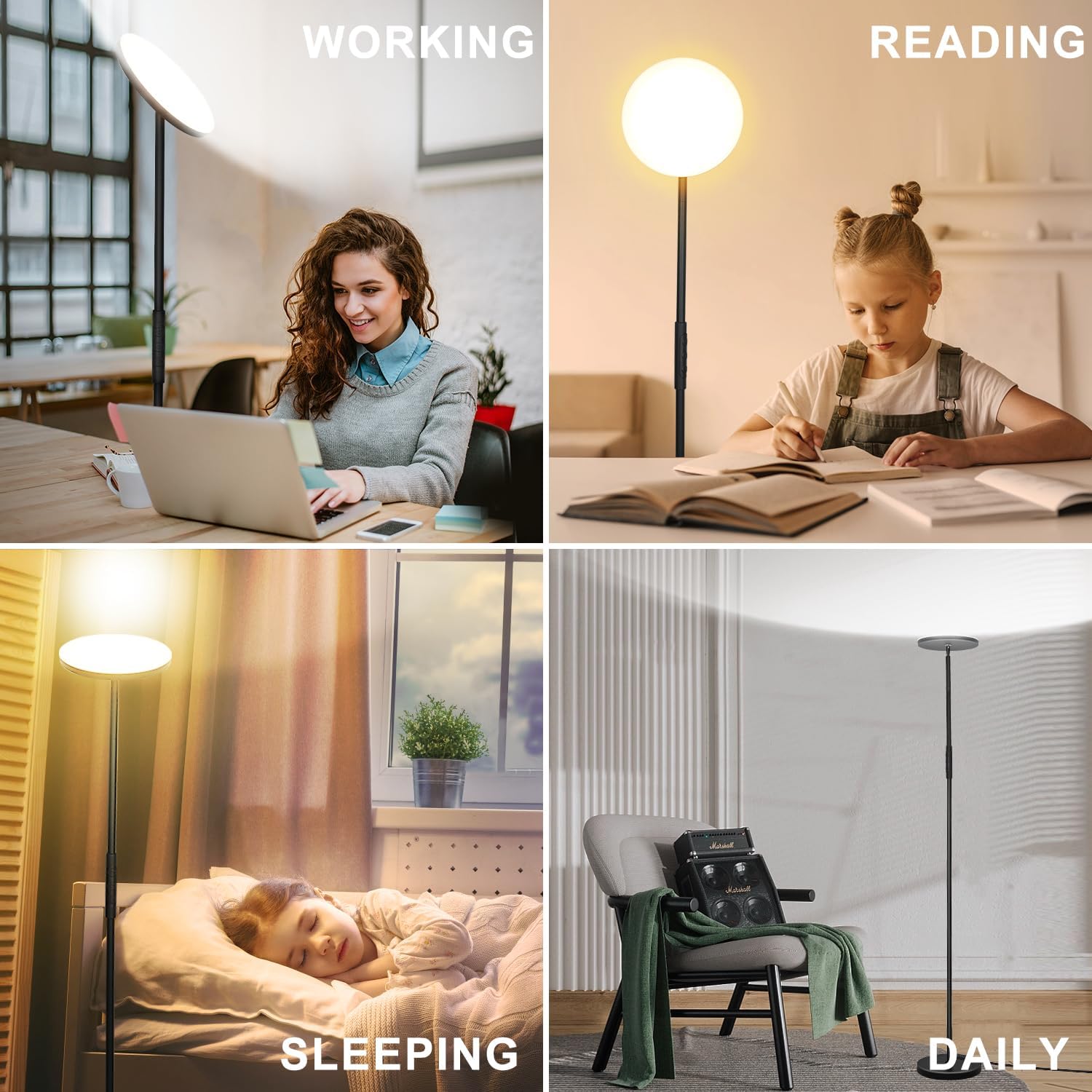 Marctronic Upgraded Torchiere Floor Lamp,36W 3600LM Super Bright LED Floor Lamp for Living Room Bedroom Office, Dimmable Modern Standing Ta…