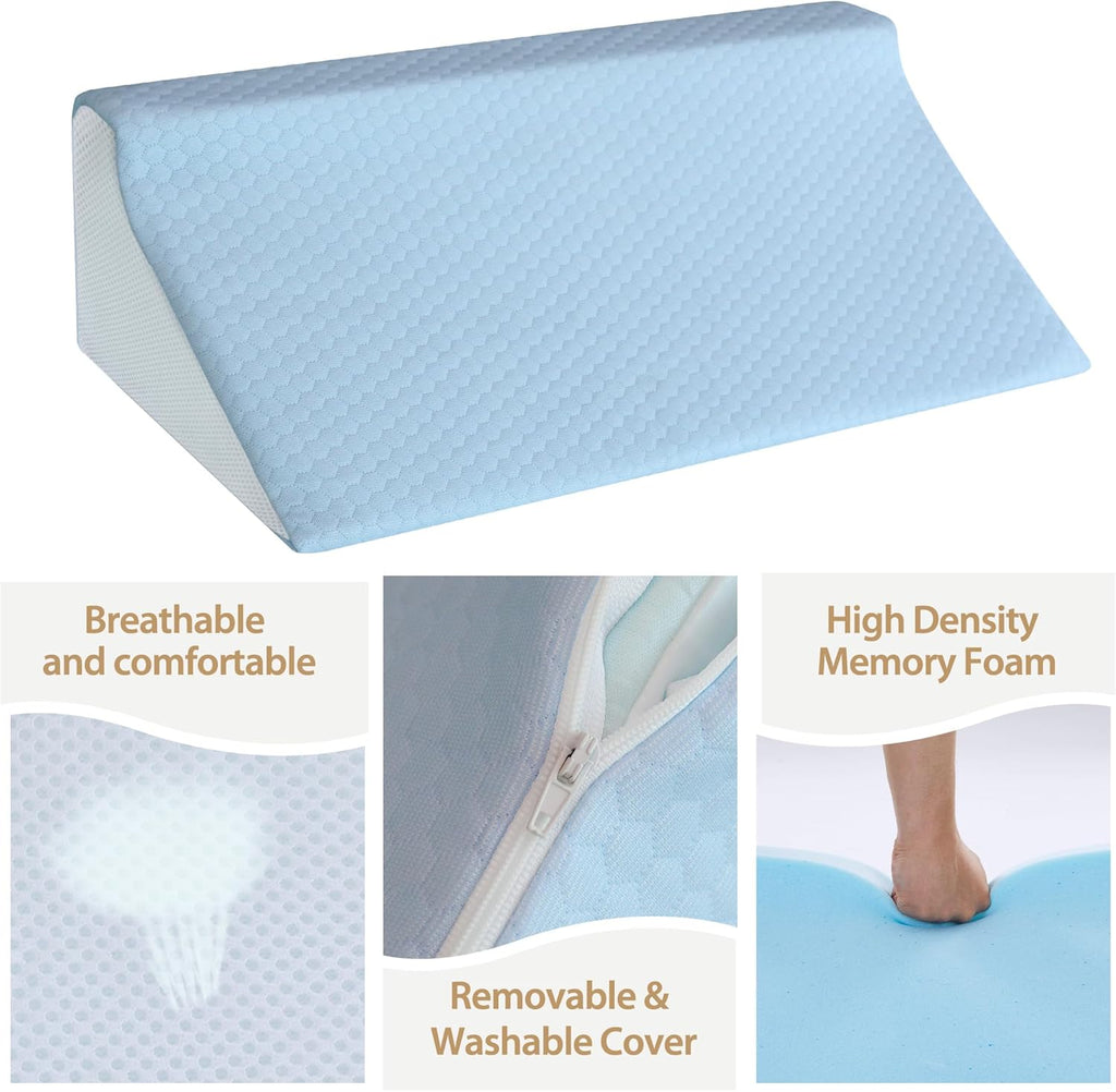 Wedge Pillow for Side Sleeping, Memory Foam Back Pillow Positioners for Side Sleeper, Preventing Bedsores, After Surgery, Pregnancy…
