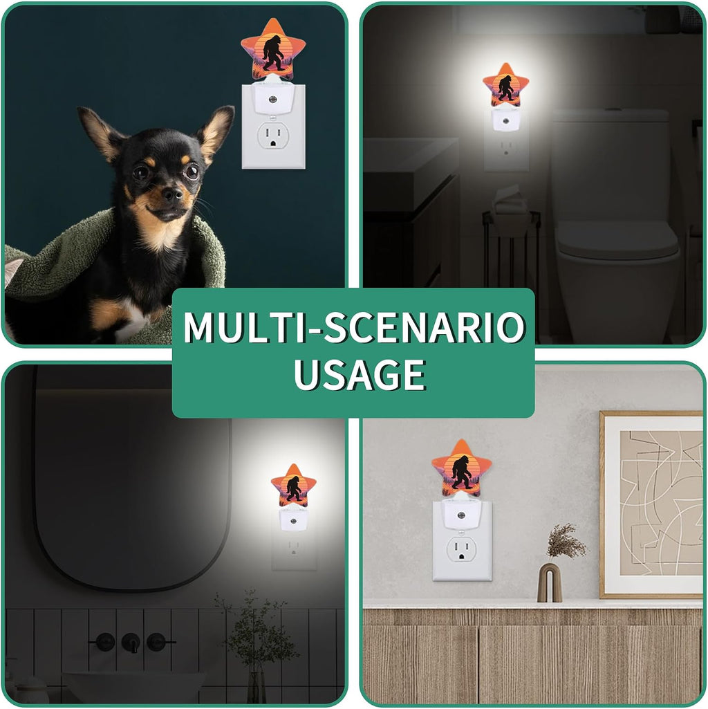 Star Night Light with Dusk to Dawn Sensor, Big Foot Plug in Night Light for Kids Bedroom Nursery, Soft Warm Glow Lamp for Hallway…